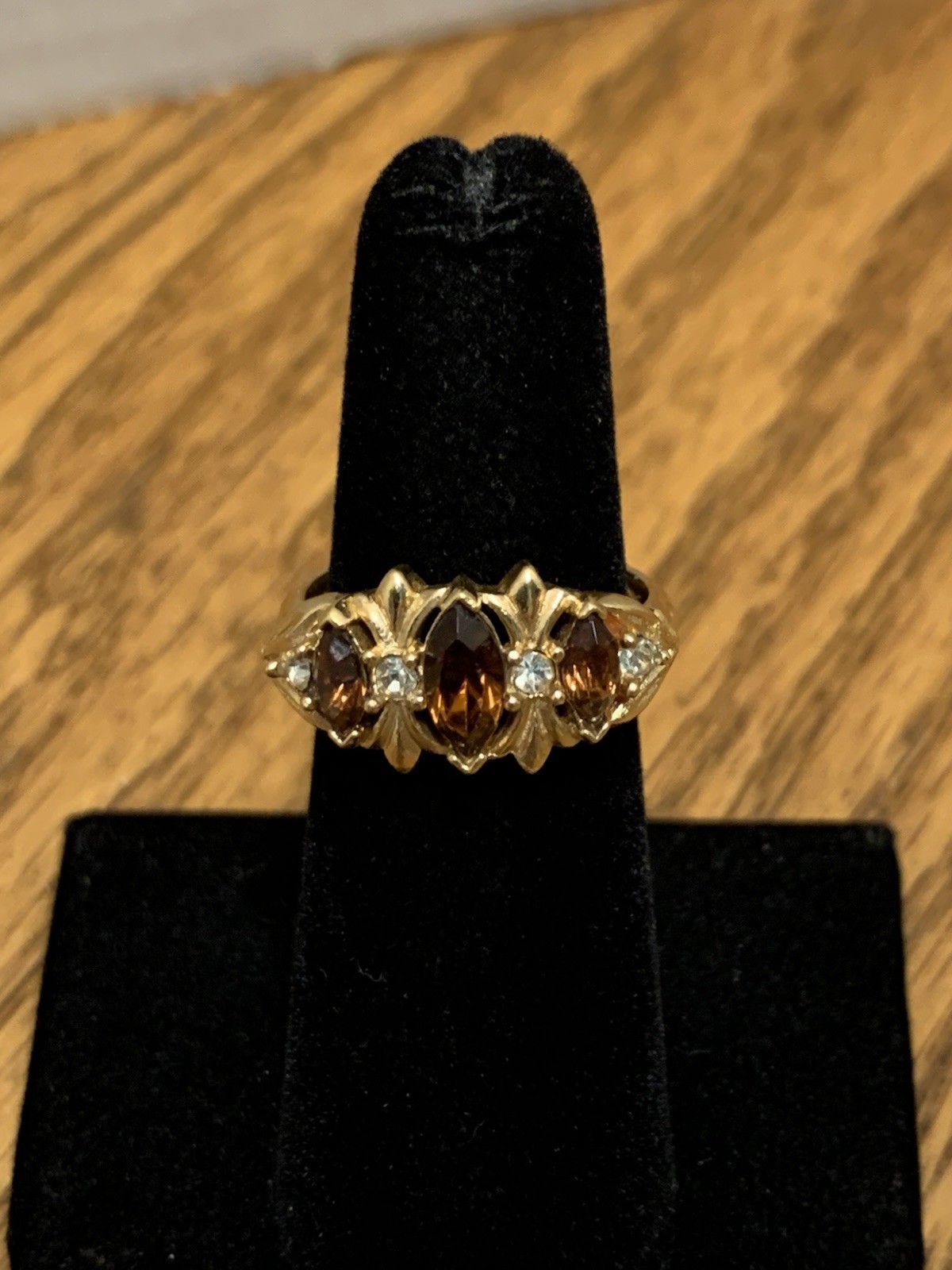 Lovely Avon Vintage Special Occasion Smokey Topaz Ring Size 7 1/2 Adjustable