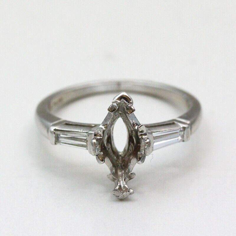 Platinum Empty Mounting & .30 cttw Tapered Baguette Diamond Ring – Size 5.75