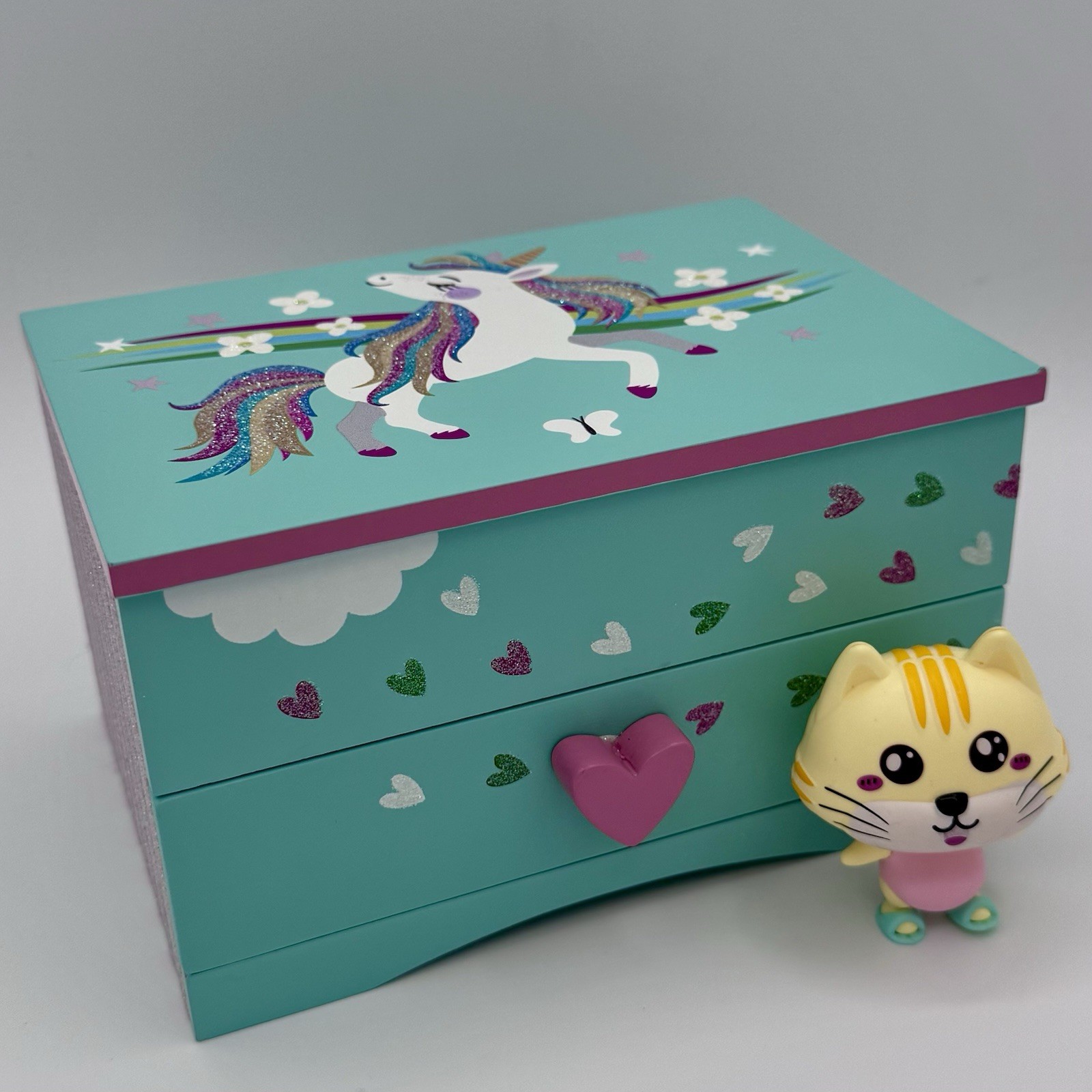 Girl’s Jewelry Music Box with Drawer & Dancing Unicorn To “Over the Rainbow” Toy