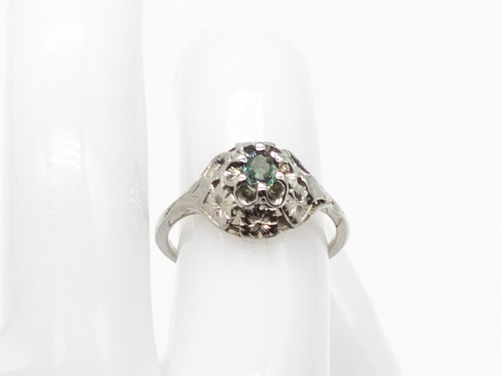 Antique 1920 $2400 .33ct AAA+++ Natural Alexandrite 18k White Gold Filigree Ring