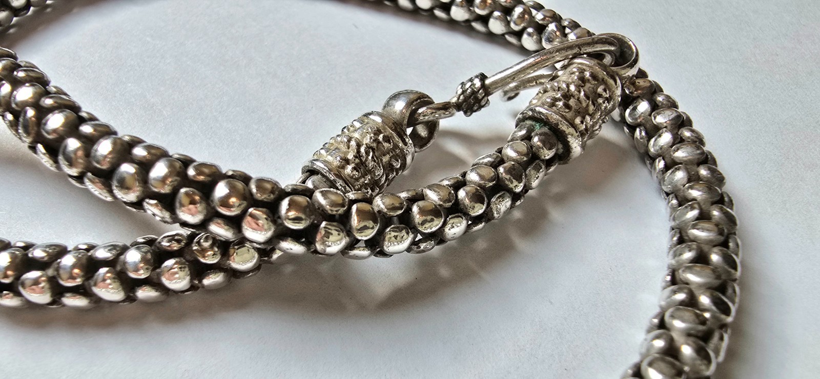 Sterling Silver Popcorn Necklace 1975 35g G2U