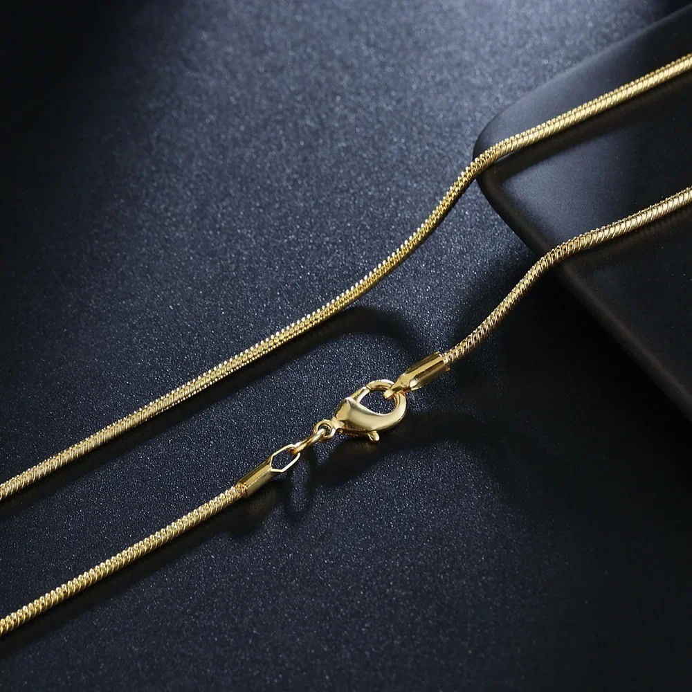 18K Gold 2mm Snake Chain Necklace Women Men 16-30 Inch Gift