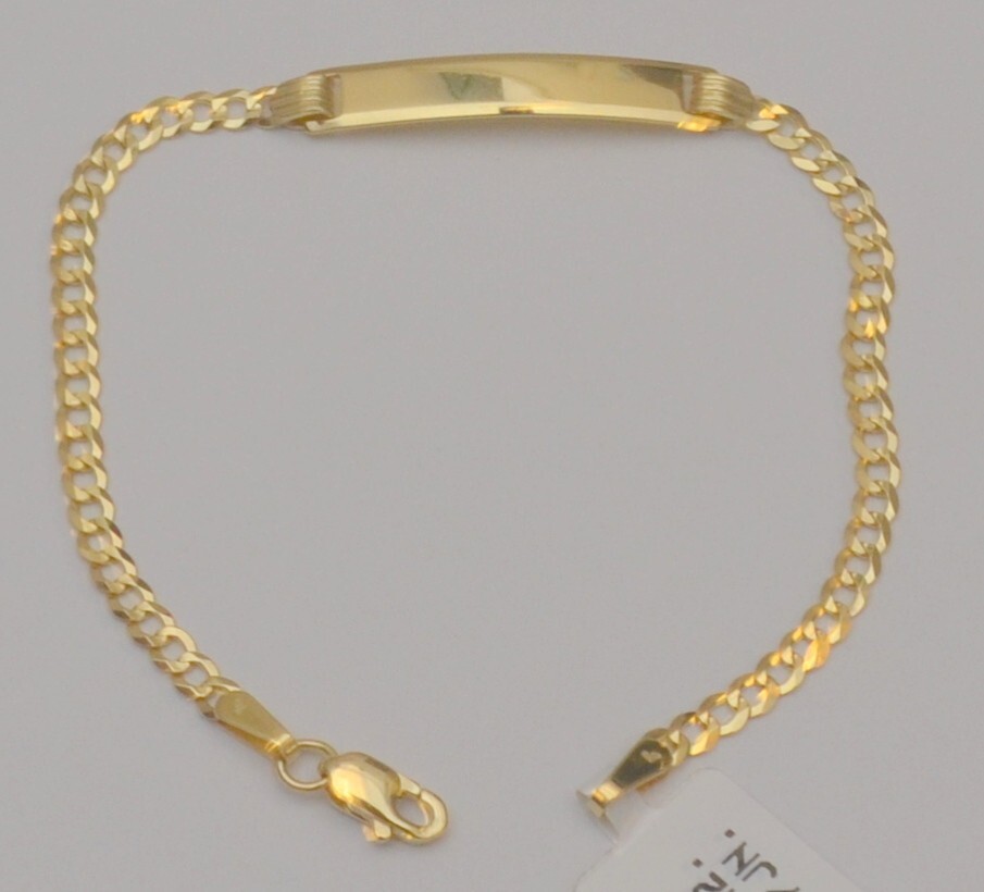 10K Solid Yellow Gold Cuban Curb Link Chain Baby ID Bracelet 5.5 In 1.9 Gr Q2