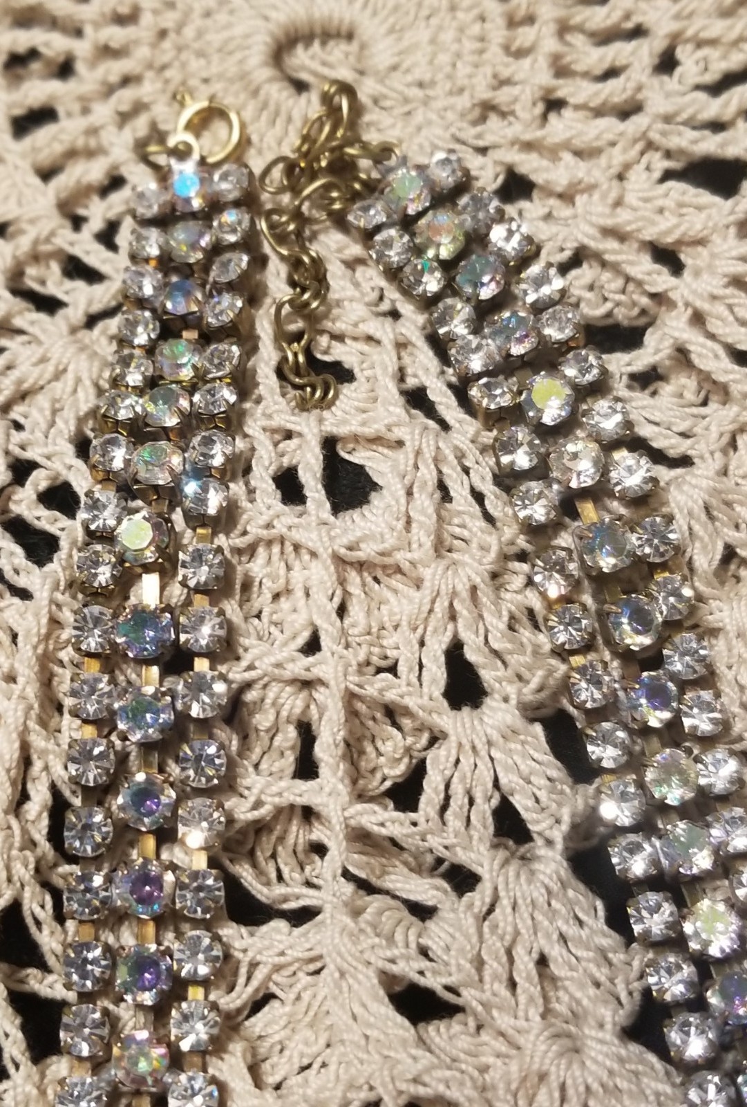 Bijoux M.G. Czech Republic 1940-1950 Antique Necklace,16″, 3″Crystal Medallion