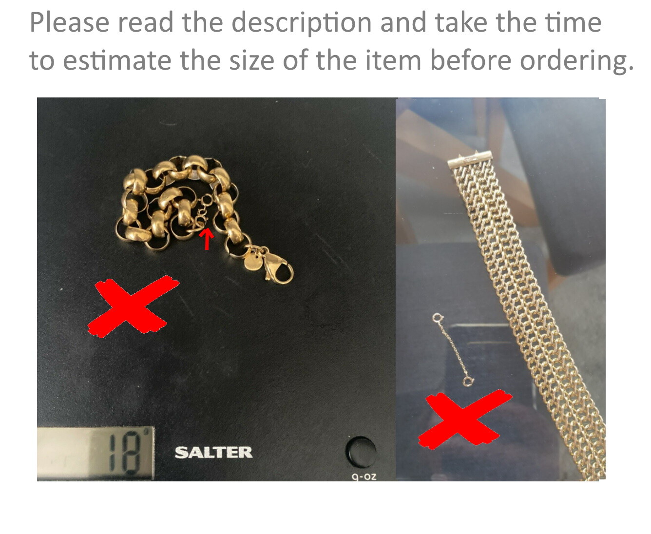 9ct Yellow Gold Extender Chain 9k Safety Bracelet Necklace Extension 0.5″ to 4″