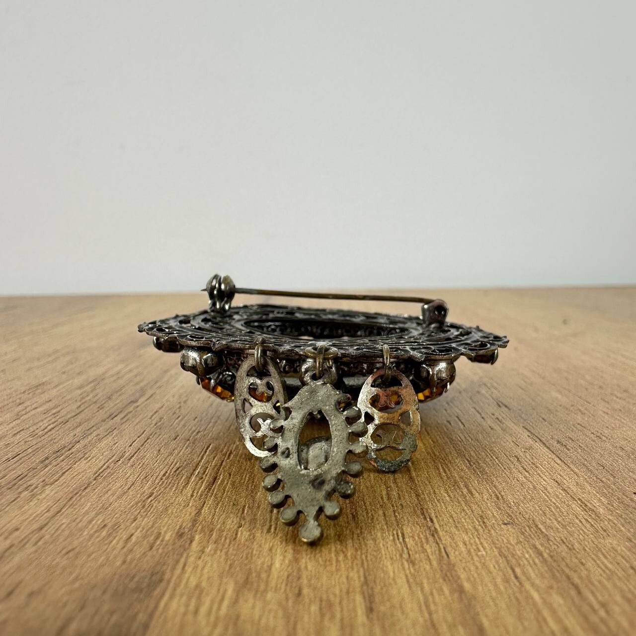 Vintage brooch – USSR jewelry – soviet orange stone – Czech Republic