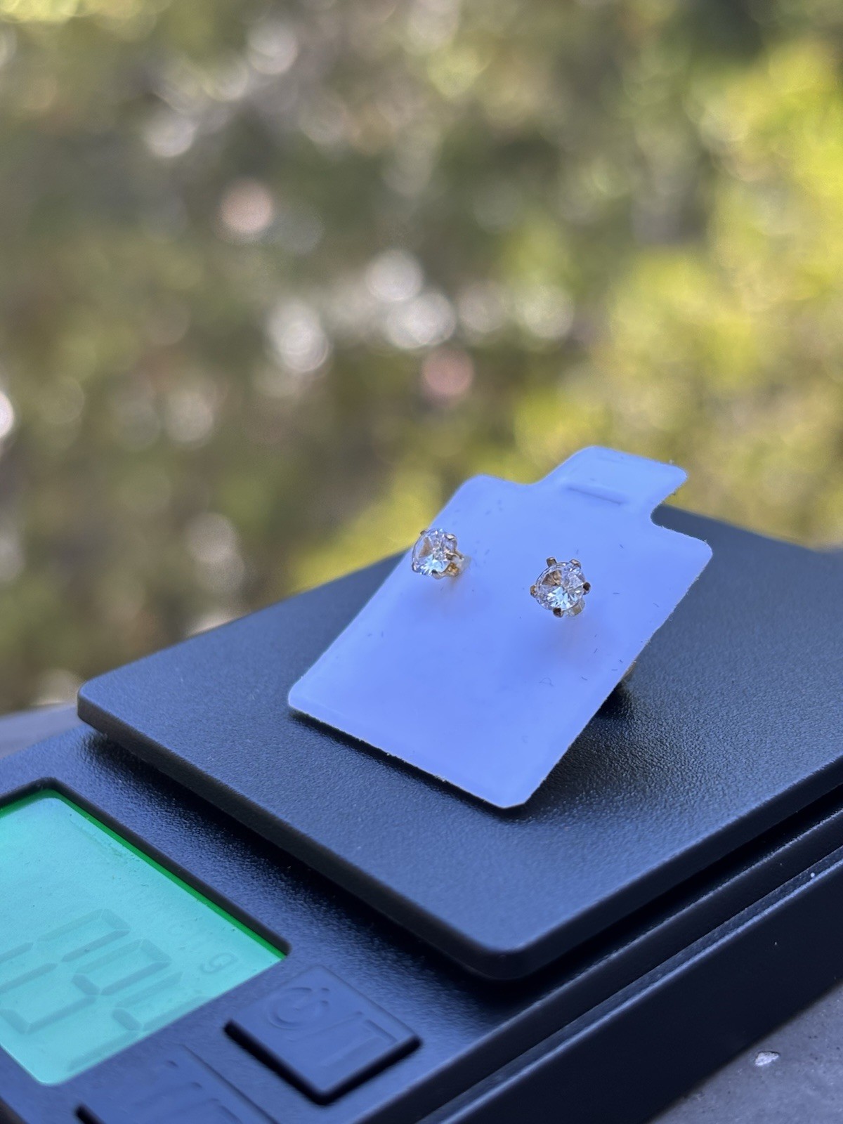 10K Yellow Gold Round Stud Earrings ,double view