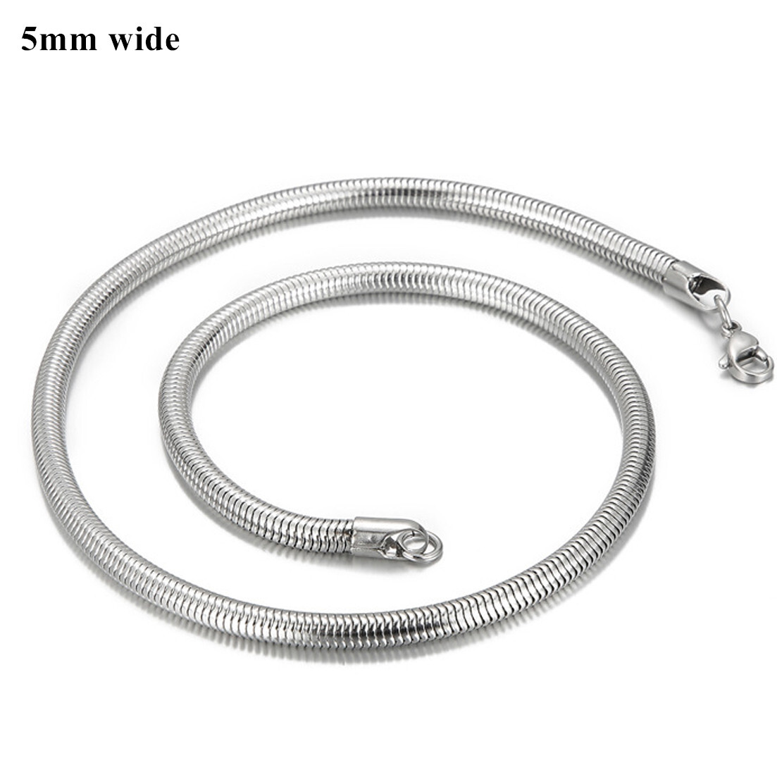 2.5-6mm Hot 316L Stainless Steel Men Women Round Snake Chain Necklace 20″22″24″