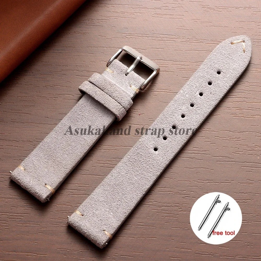18 19 20 21 22 MM Soft Suede Leather Vintage Strap Watch Band Quick Release
