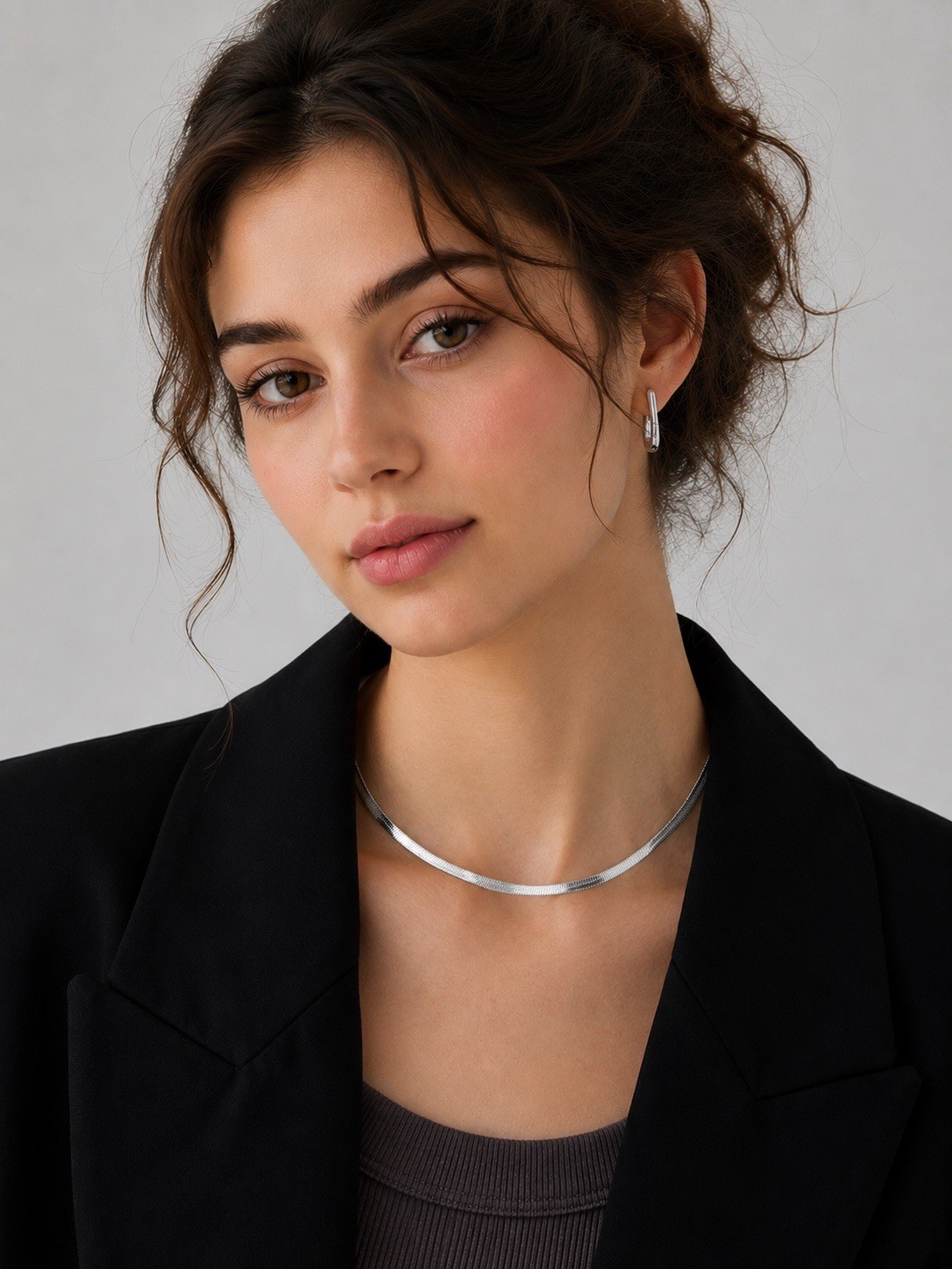 Gold or Silver 4mm Flat Herringbone Chain Choker Necklace 40cm + 4cm Extender