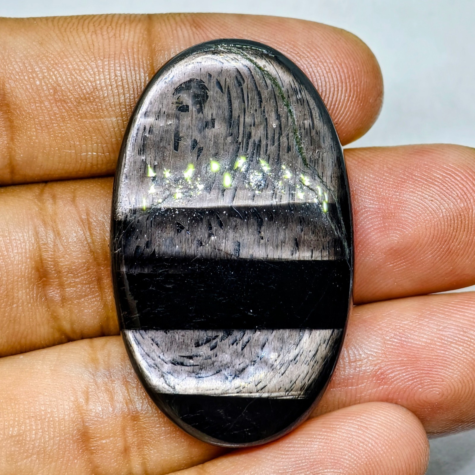 87 Cts Natural Hypersthene Cabochon Gemstone For Jewelry 43.8X26.3X6.6 MM