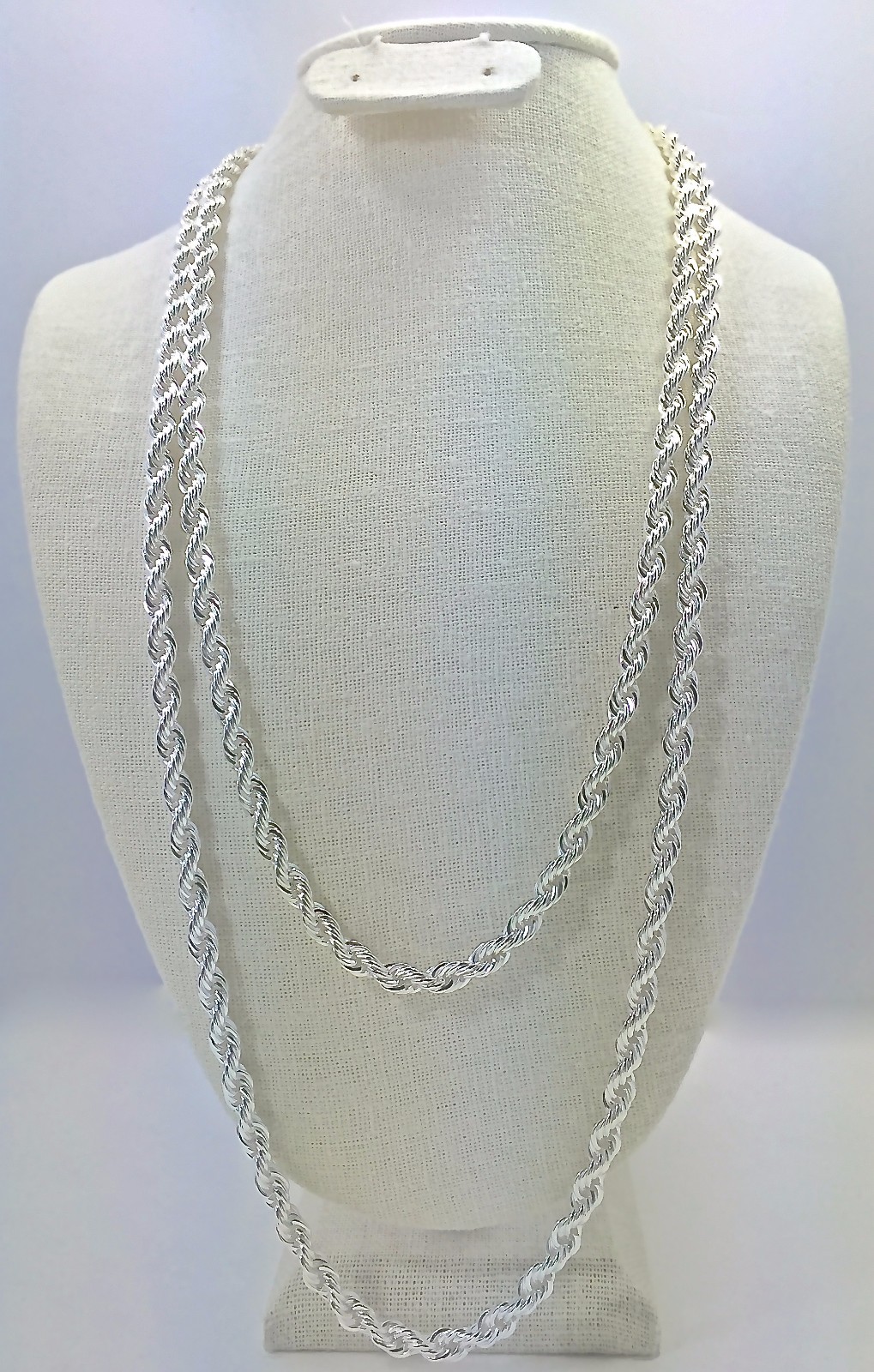 Silver Plated Rope Chain, 6mm (18 in, 20 in, 24 in, 30 in, 36 in)(Made in Korea)