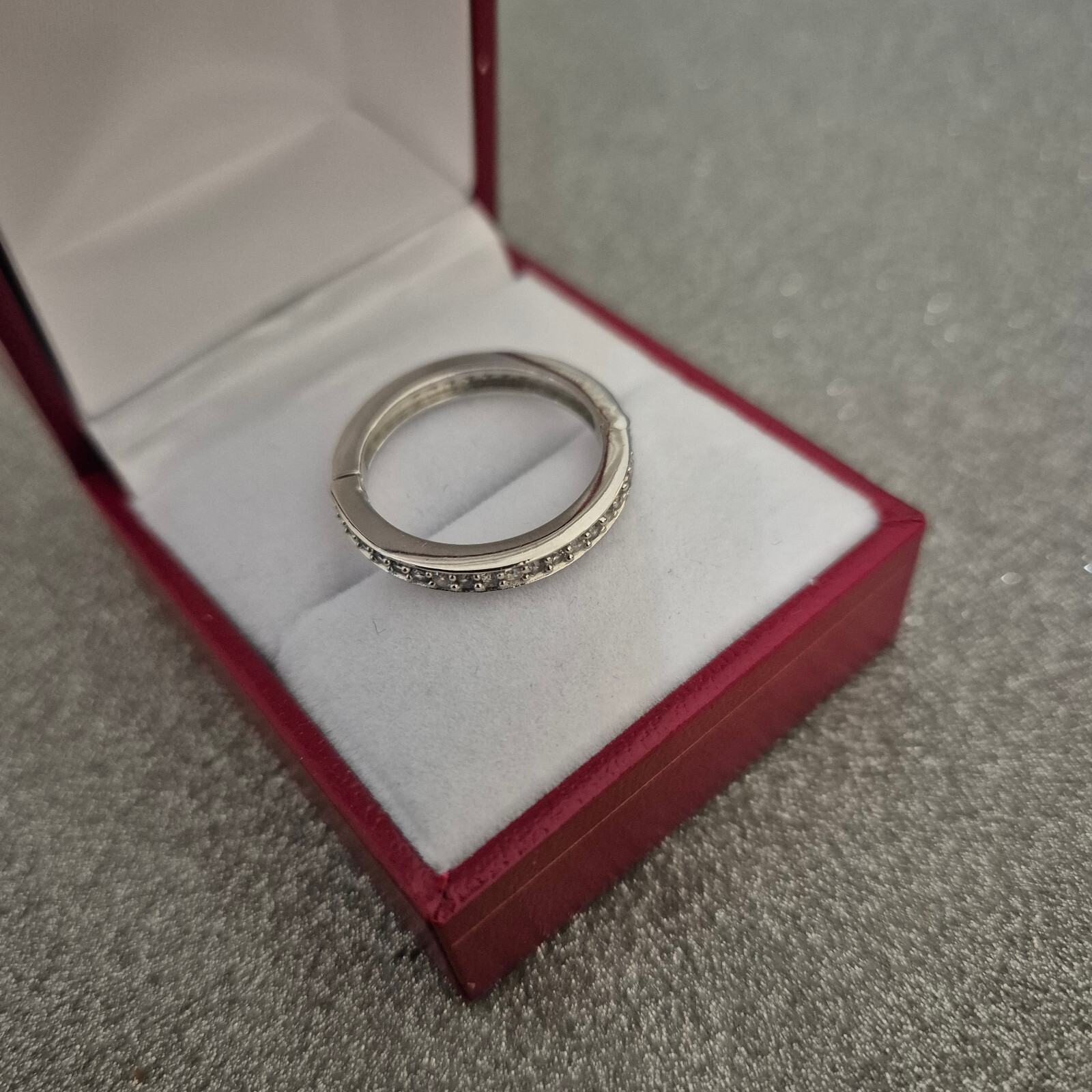Natural Zircon full eternity ring in Platinum Over Sterling Silver