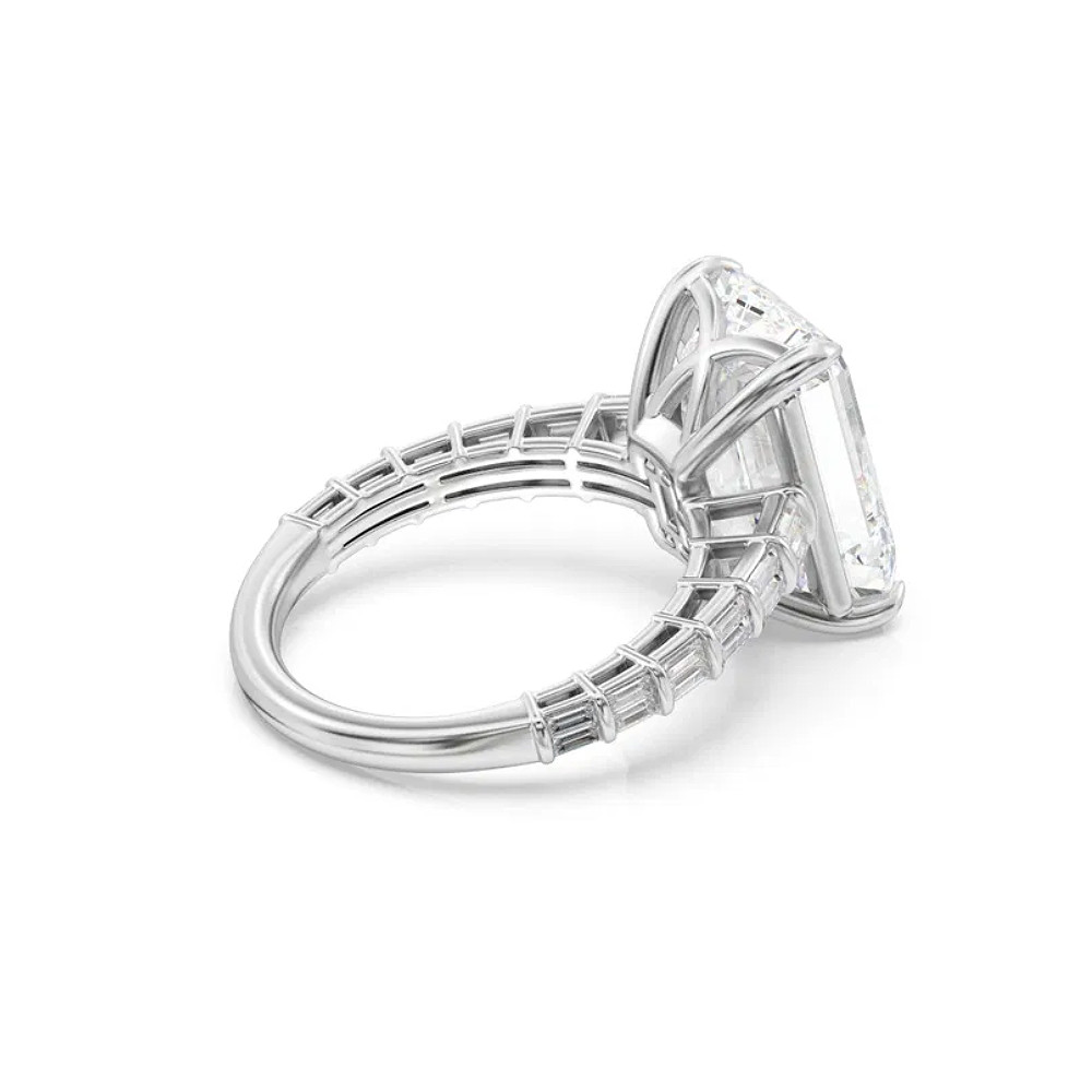 Sale ! Diamond Engagement Ring 14k White Gold IGI Lab Grown 6.50 Ct Emerald Cut