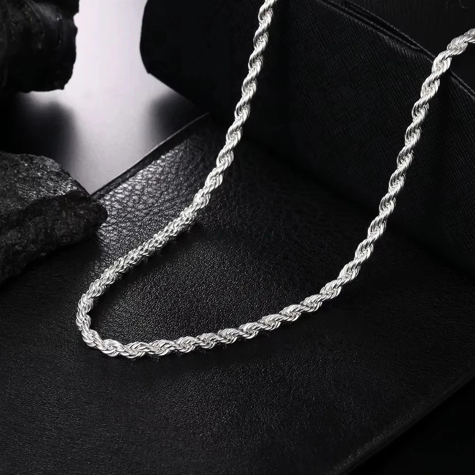 925 Sterling Silver Italian Rope Chain Men’s Necklace 4mm – NEW**