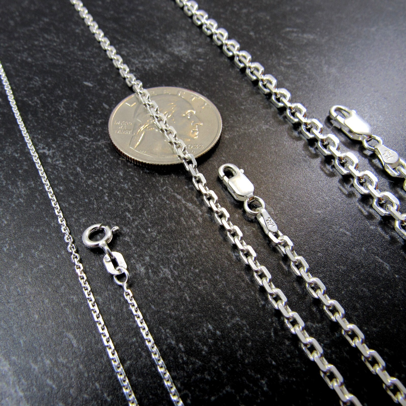 Solid 925 Sterling Silver Italian Men’s Anchor / Cable Link Chain, Made in Italy