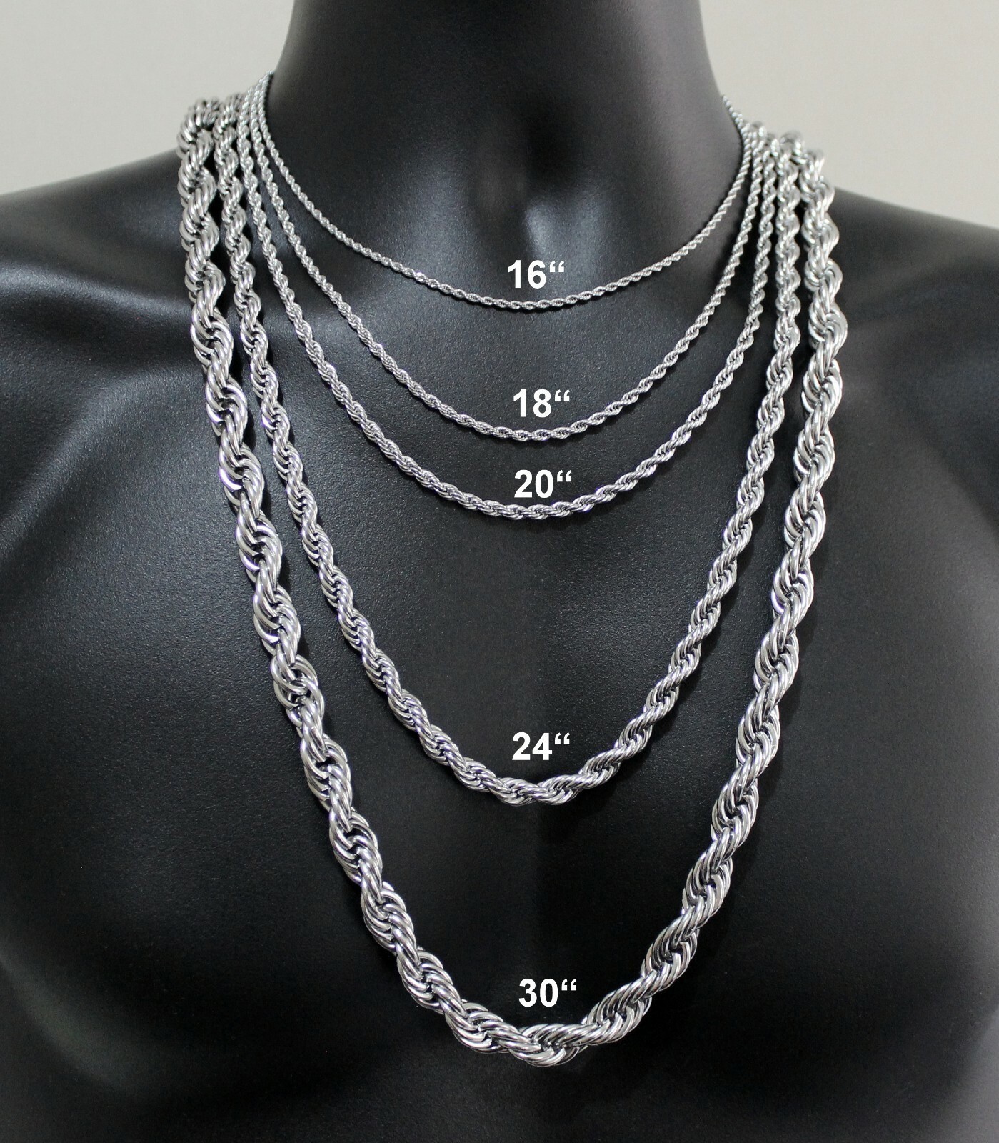 Stainless Steel Rope 316L Chain 2 – 10mm Durable Men’s Women’s Necklace Link