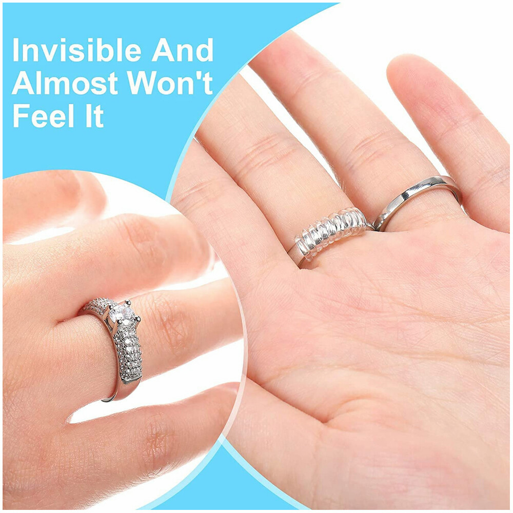 16PCS Ring Size Adjuster Invisible Clear Ring Sizer Guards Jewelry Fit Reducer