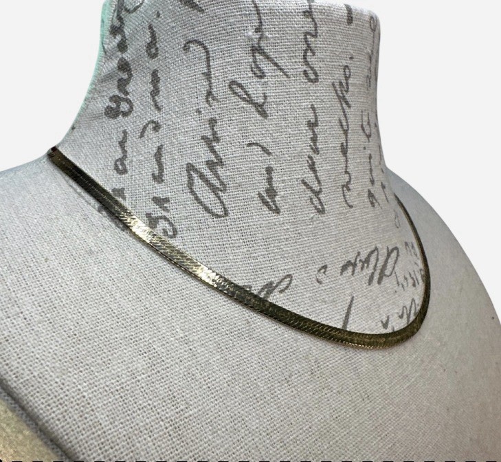 14KGP Yellow Gold Herringbone Chain Necklace, Lobster Clasp, No Stone
