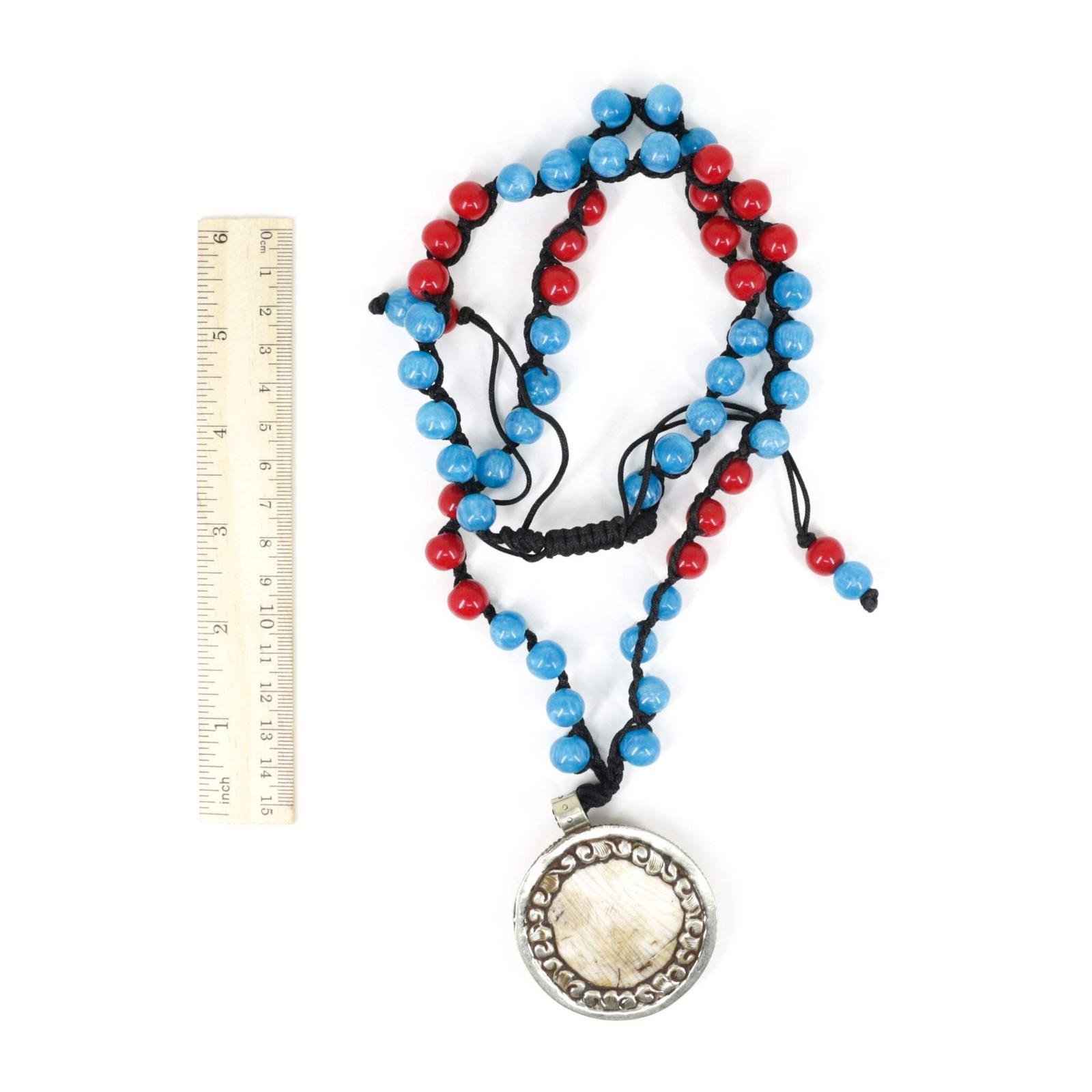 Tibetan Necklace Repoussé Pendant Adjustable