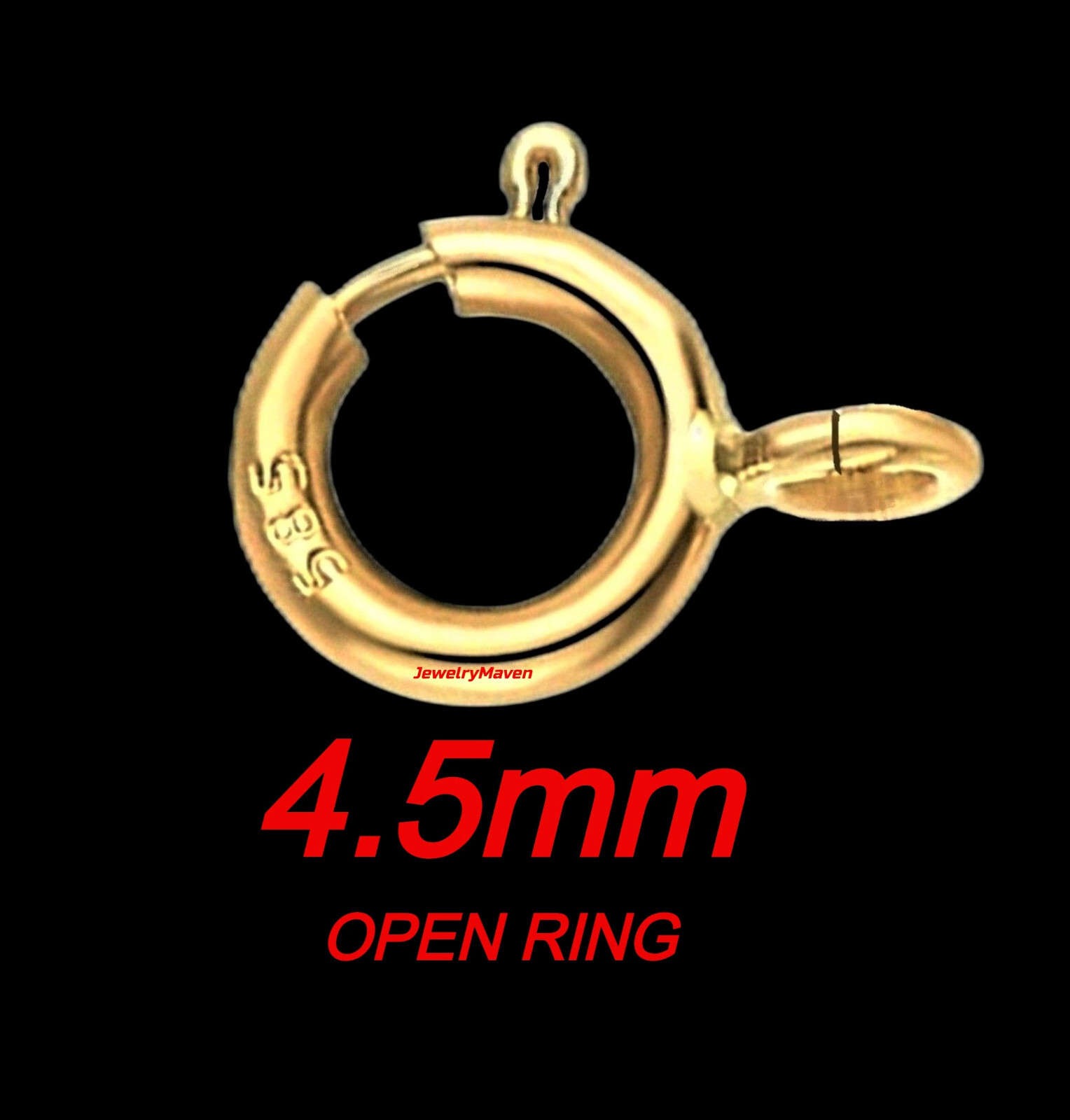 4.5mm 14k Yellow Gold Spring Ring Clasp OPEN Jump Ring JewelryMaven ITALY