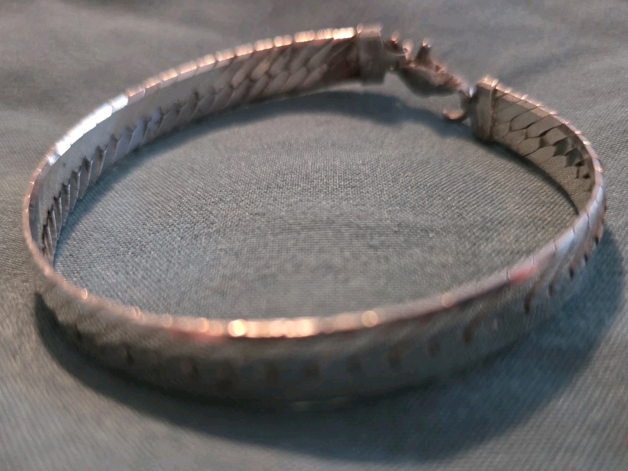 Vintage Italy Sterling Silver Wide Herringbone Bracelet