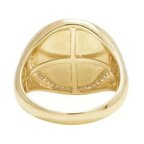 1.20Ct Round Cut Natural Moissanite Men’s Pinky Ring In 14K Yellow Gold Plated