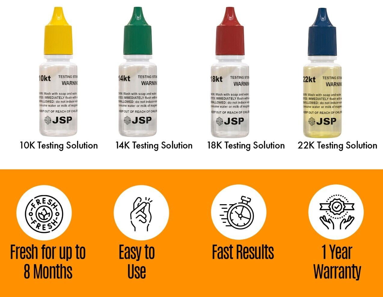 Gold Testing Kit 10k 14k 18k 22k Solutions Acids + Scratch Stone Test