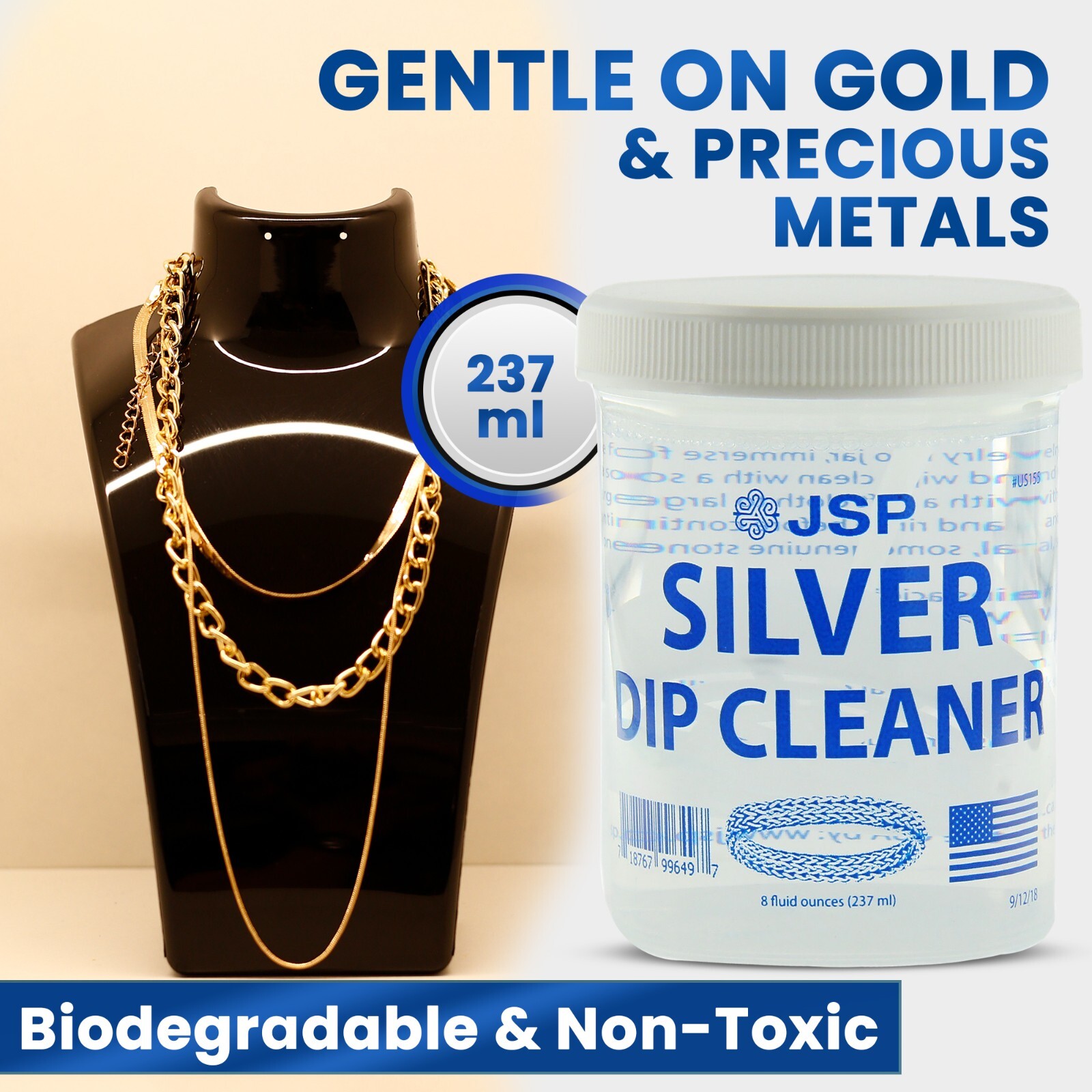 Sterling Silver Dip Cleaner Tarnish Remover 925 Jewelry Cleaning Solution 8oz