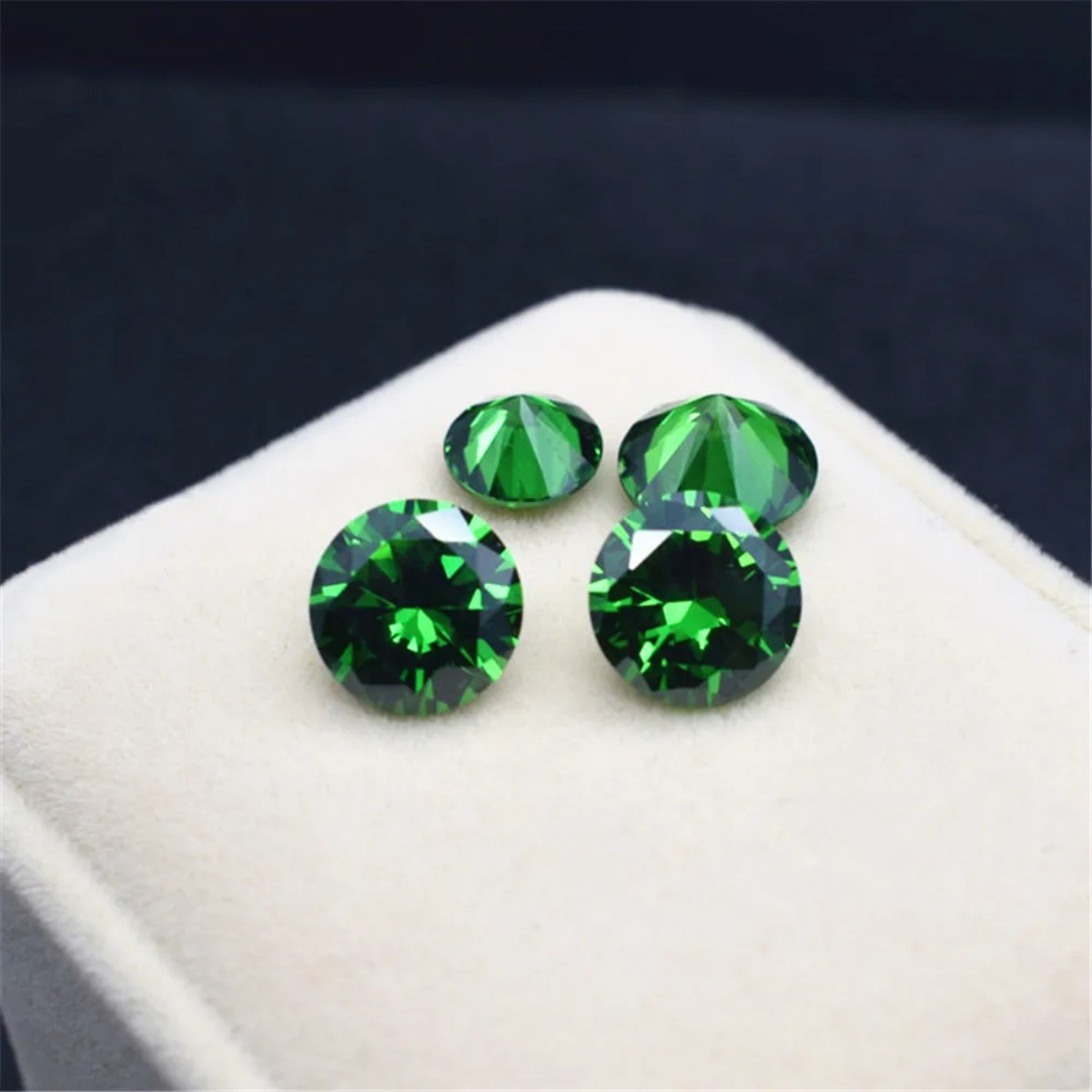 Emerald Round Faceted Gemstone Brilliant Cut Medium Green Emerald Gem