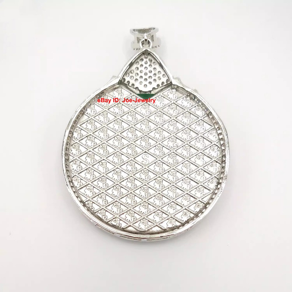 New White Plated Alloy Heated Green Jade Safe-Circle Pendant Best Gift 平安扣