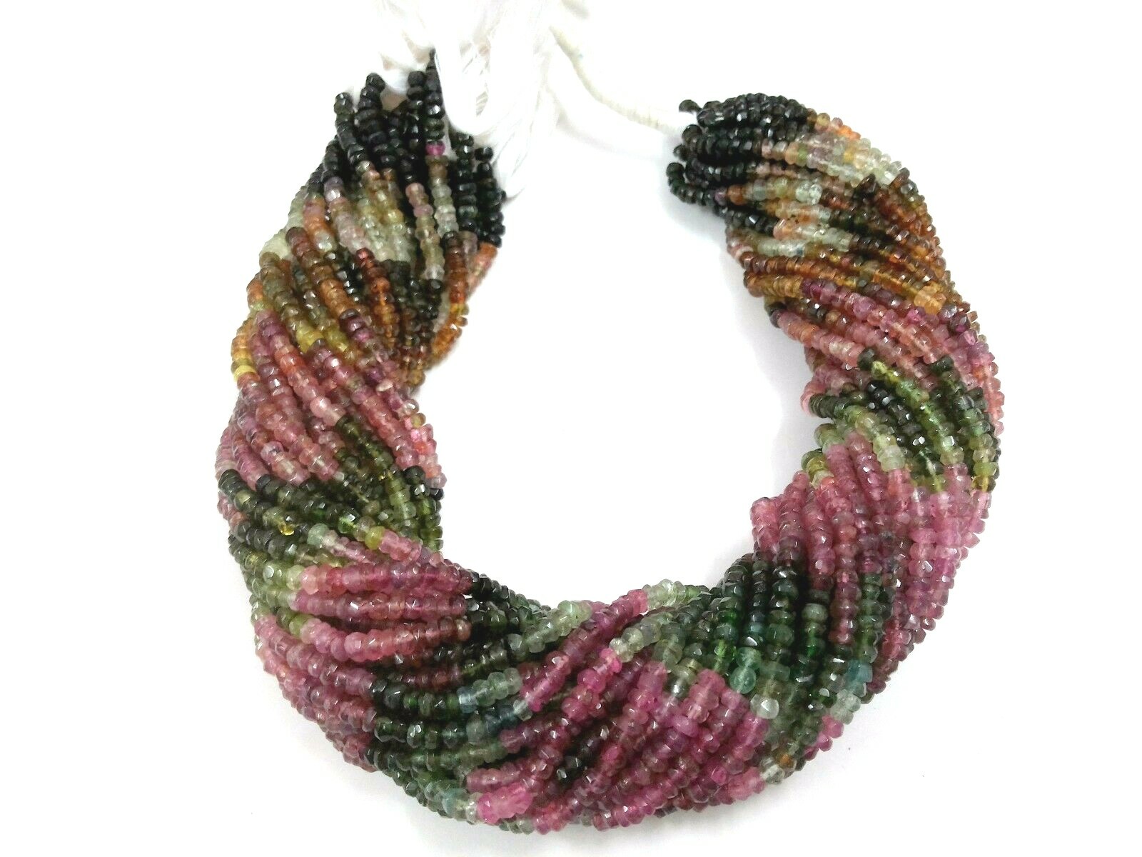 10 Strand Multi Tourmaline Rondelle Faceted 3-3.5mm Gemstone Loose Beads 12″inch