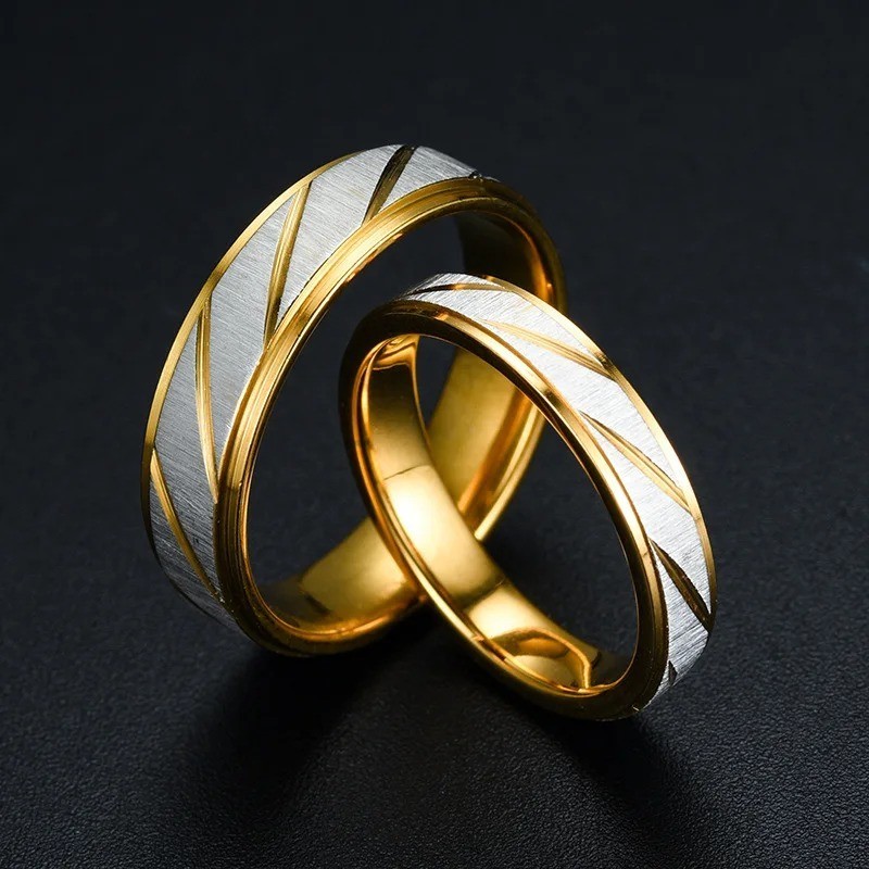 Men Women Rings Modern Stainless Steel Color Engagement Ring Wedding