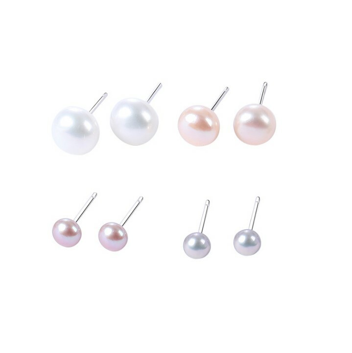 925 Sterling Silver Genuine Cultured Freshwater 7mm Pearl Stud Earrings Gift Box