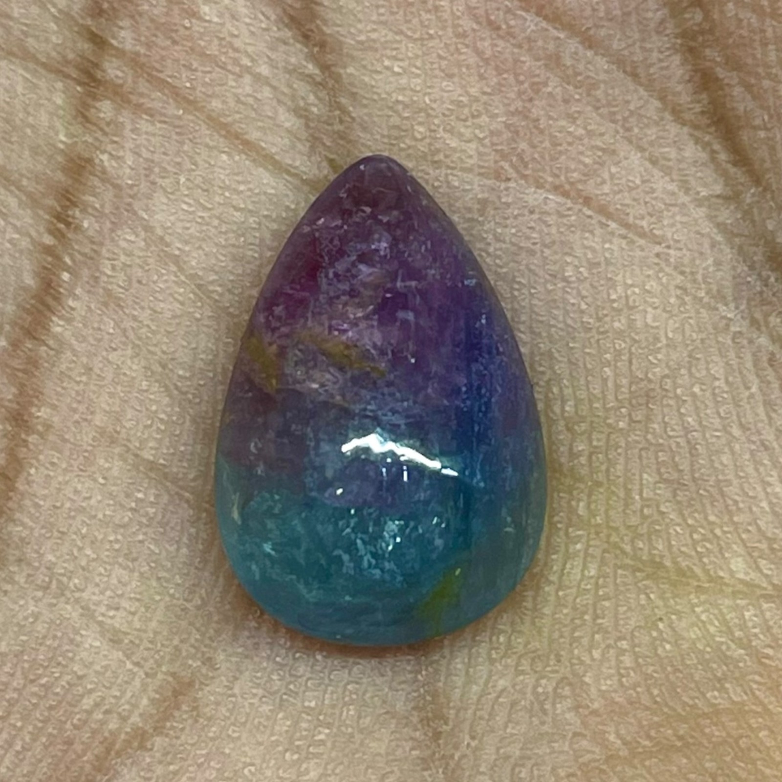 7.93 Cts Natural Bi Color Tourmaline 16x12mm Pear Cabochon Untreated Gemstone