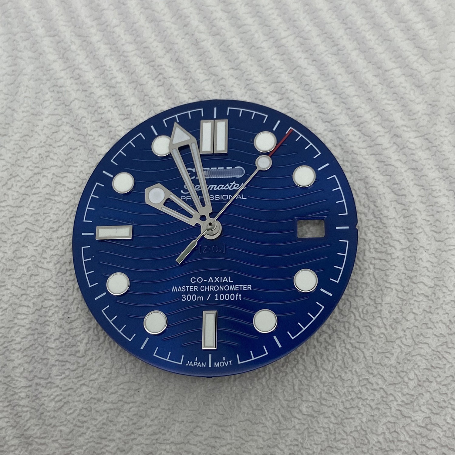 31mm Ripple Pattern Watch Dial+Hands Green Lume For NH35 Movement Watch Parts