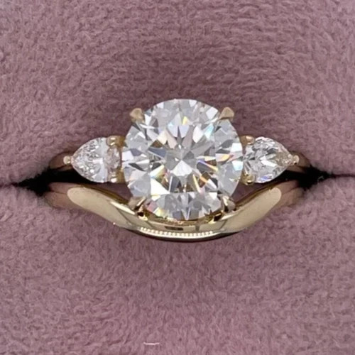 18k Yellow Gold Finish Round Lab Created Diamond Engagement & Everyday Wear Ring