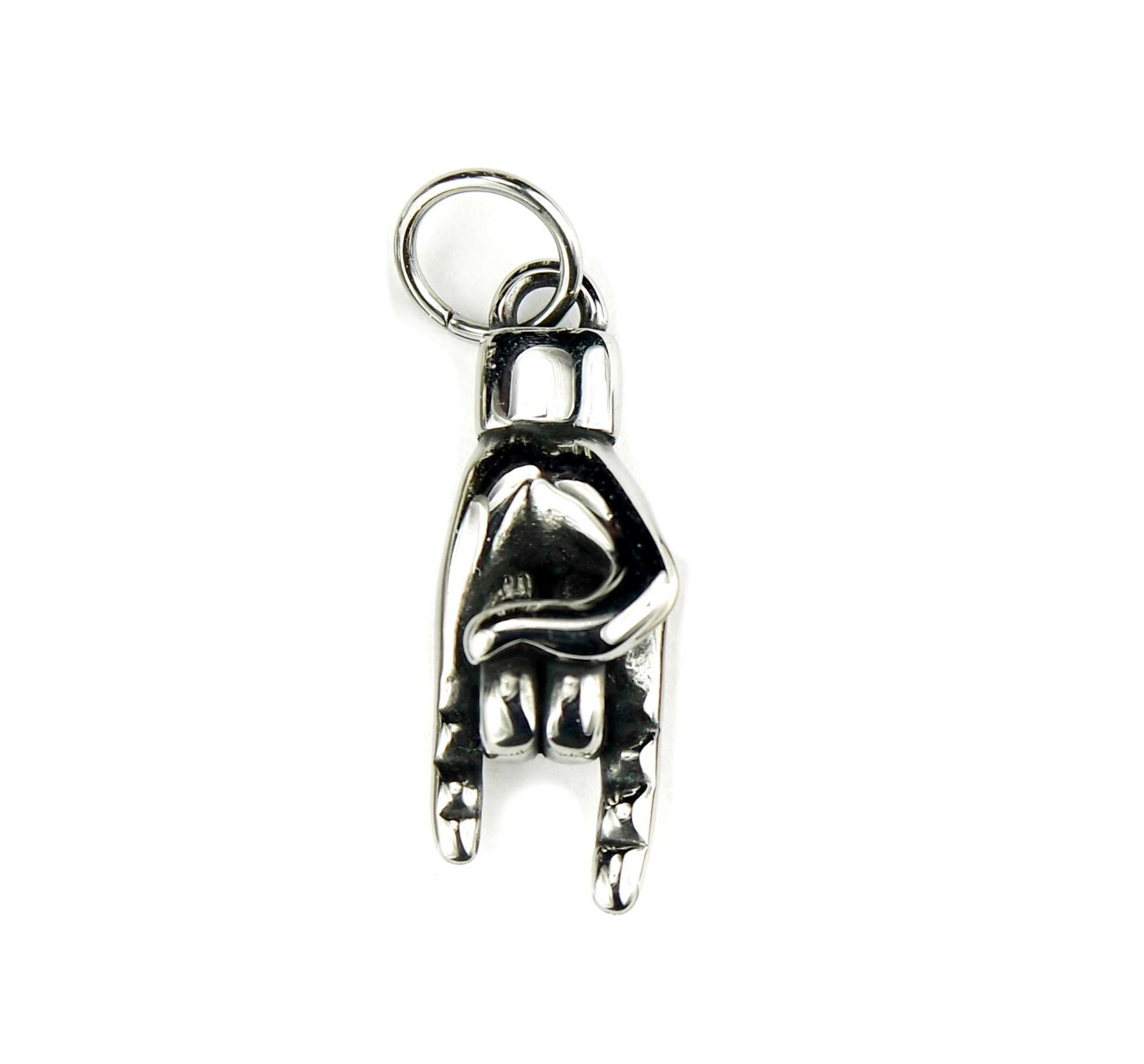 Mano Cornuto or Cornicello, Italian Malocchio Charm, Stainless Hand or Horn