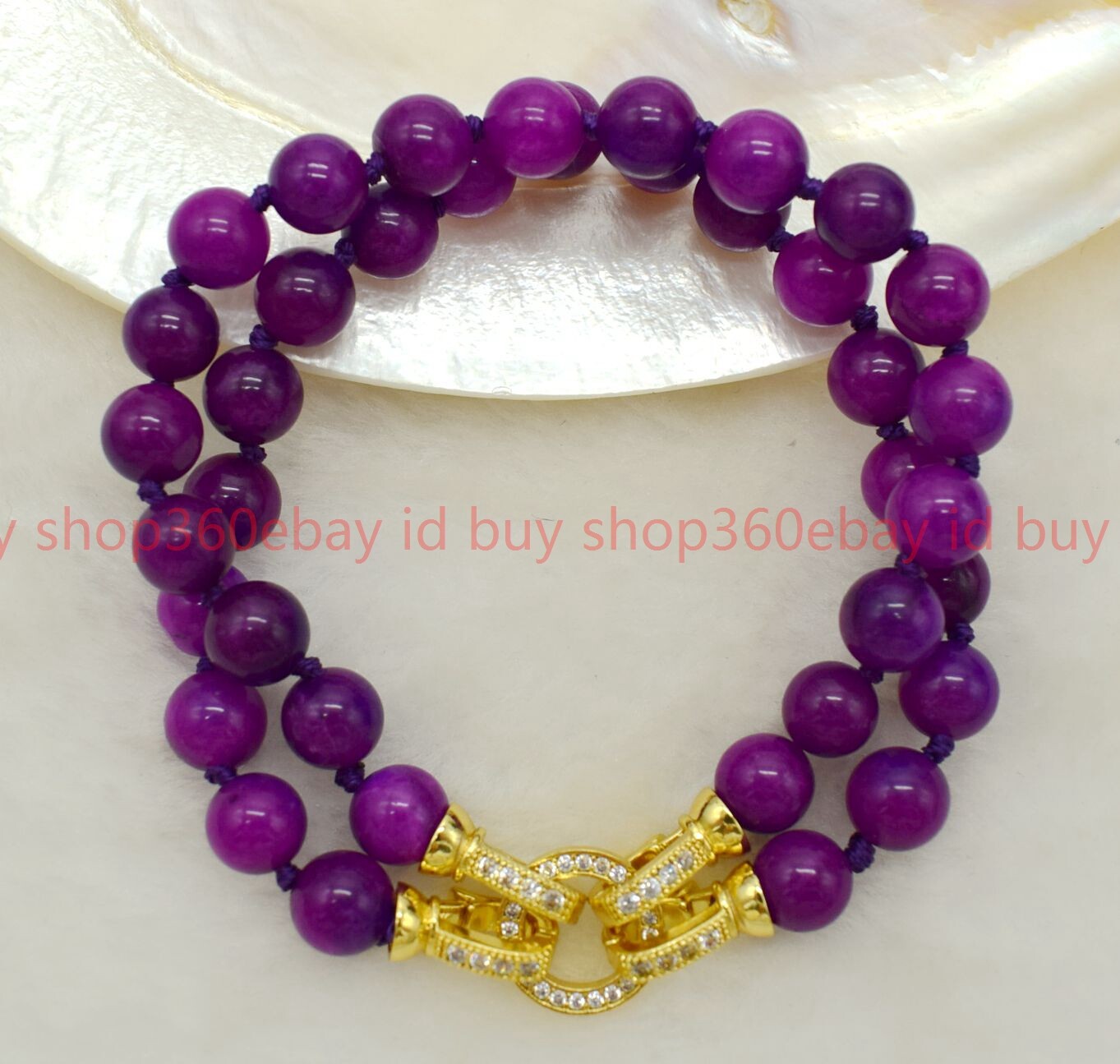 2 Row Beautiful Natural 8mm Purple Sugilite Round Gemstone Beaded Bracelet 7-9in