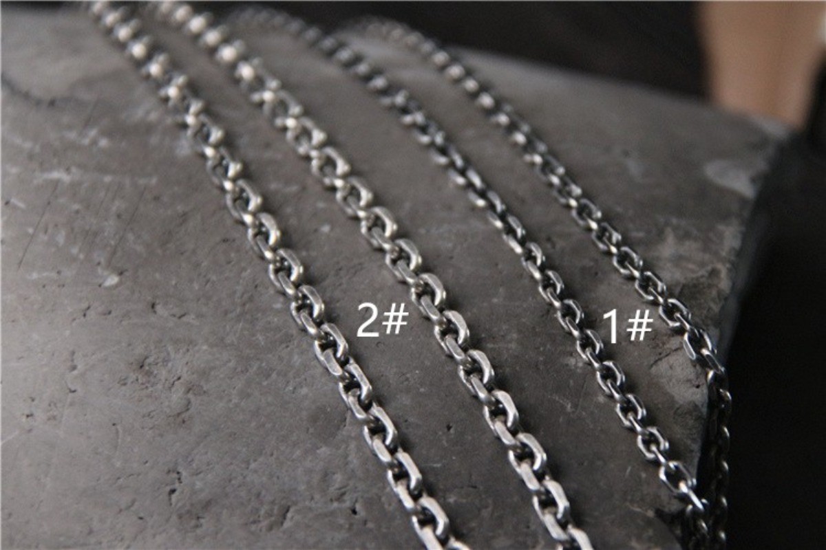 Oxidized Thai Silver Chain, S925 Sterling Vintage Rolo Necklace for Pendants