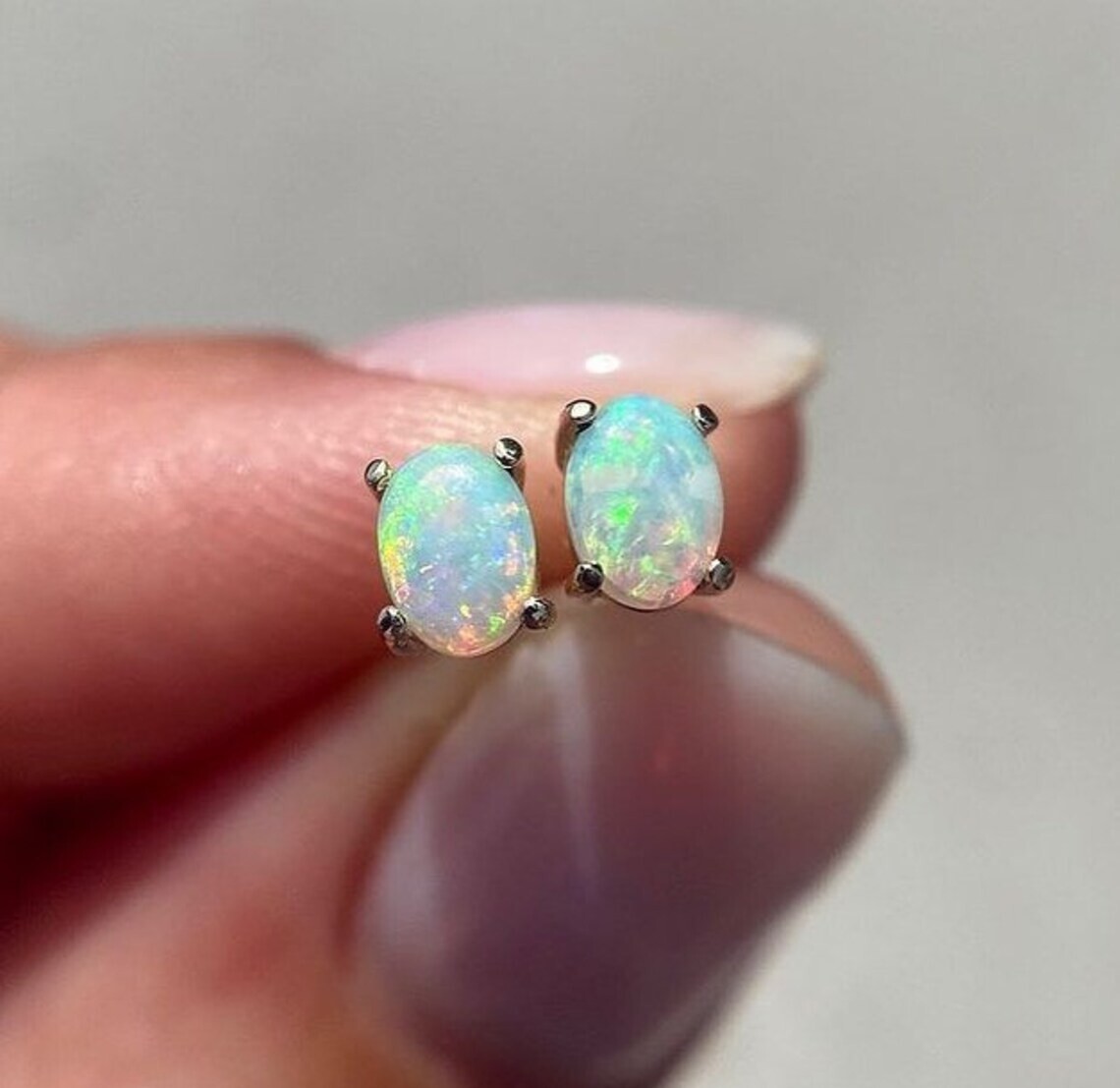 100% Original Fire Opal Oval Gemstone 925 Sterling Silver Women Stud Earrings