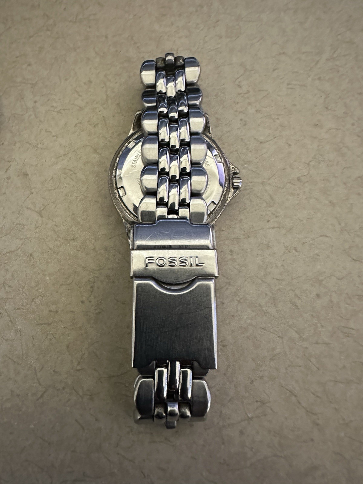 USED Fossil Blue AM-3099 Ladies Watch – Blue Dial, Stainless Steel, Box & Manual