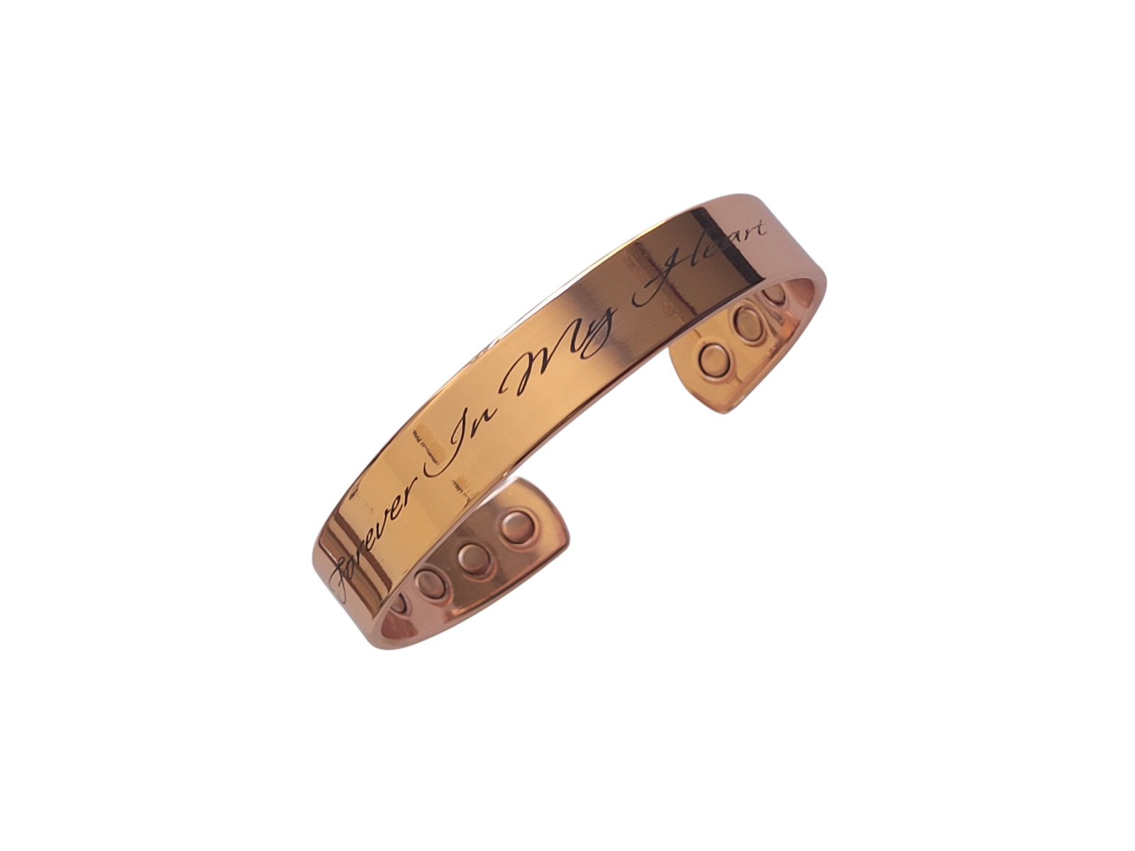 Pure Solid Copper Magnetic Bracelet Arthritis Pain 12mm Cuff Forever In My Heart