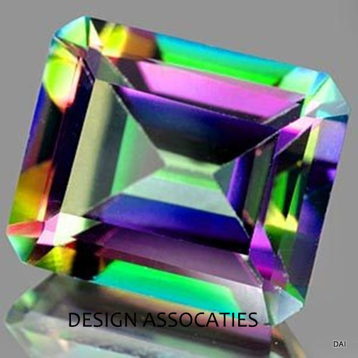 8×6 MM Emerald Cut Topaz Rainbow Color (165608) TREATED