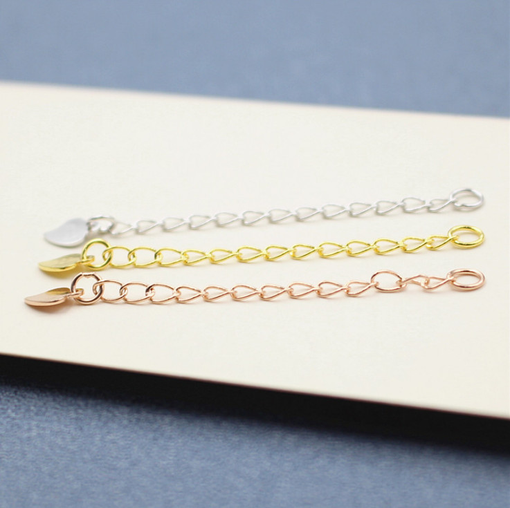 Safety Chain Necklace Extender 925 Sterling Silver Heart Adjustable Extension
