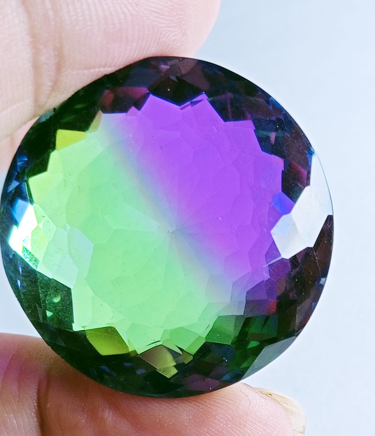 Natural Large Size Tourmaline Bi-Color Round Cut Certified 90.75 Ct Gemstone