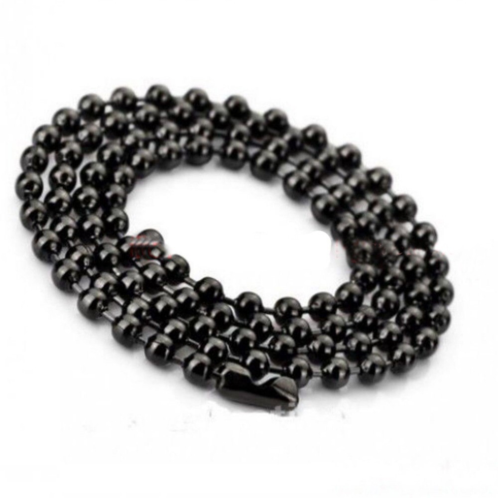1.5-12mm Men Stainless Steel Round Ball Bead Chain Black Necklace Bracelet Link