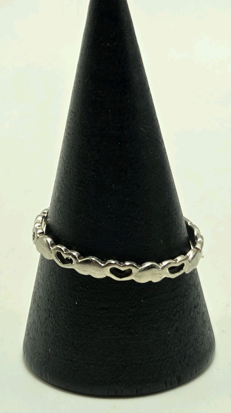 Sterling Silver 925 Alternating Open Closed Hearts Ring Size 8.5 Dainty Thailand