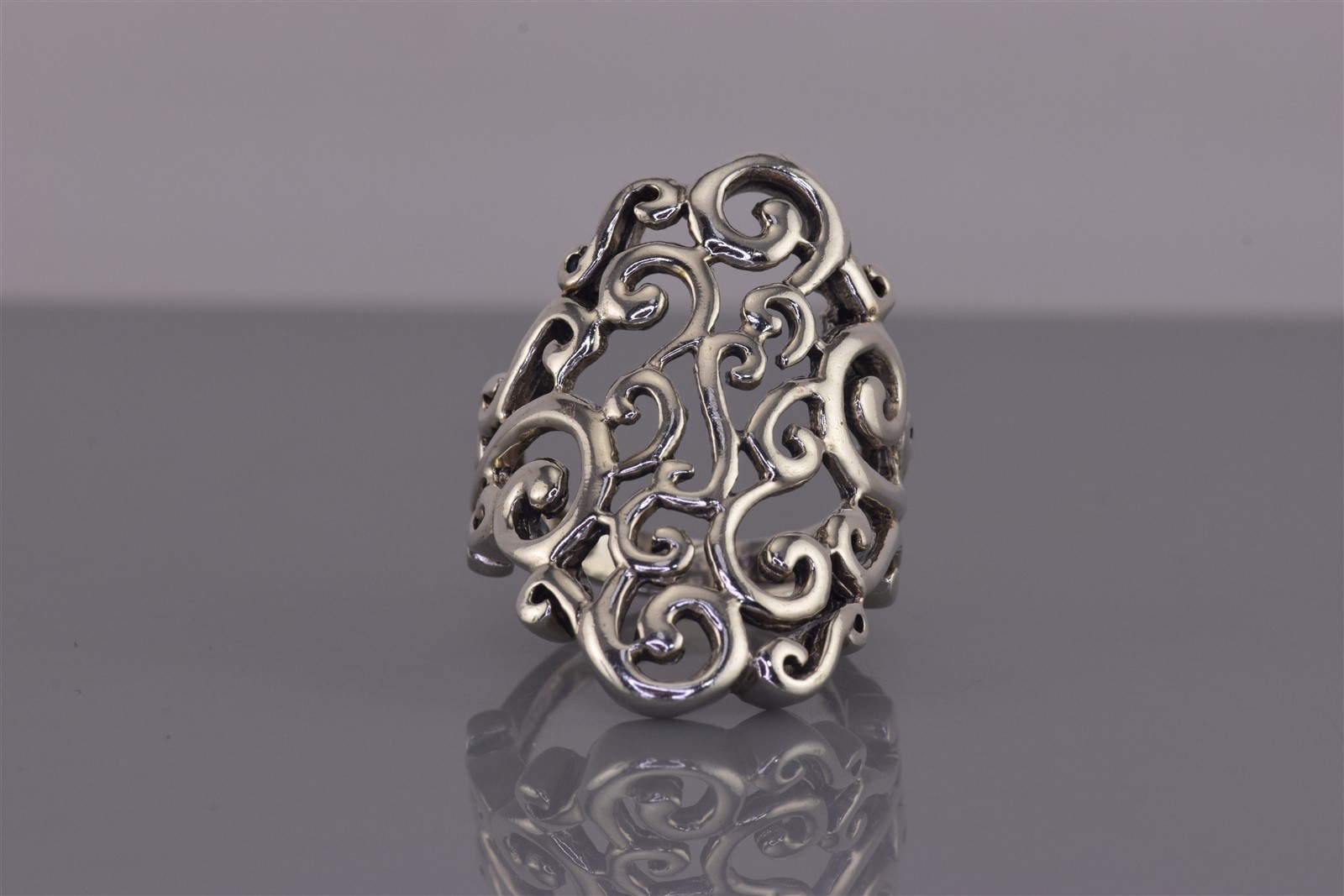 Sterling Silver 30mm Open Swirled Scrolling Band Ring 9g 925 Sz: 6