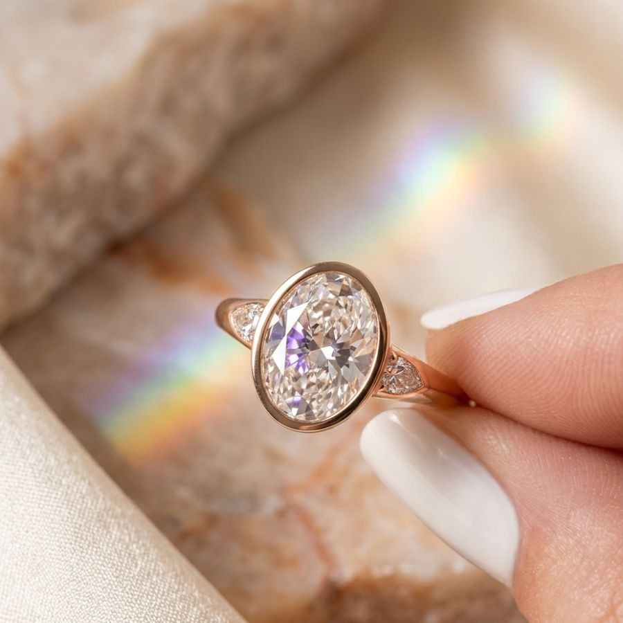 2.20Ct Oval-Cut VS1 Lab Grown Diamond Wedding Engagement Ring 14k Rose Gold
